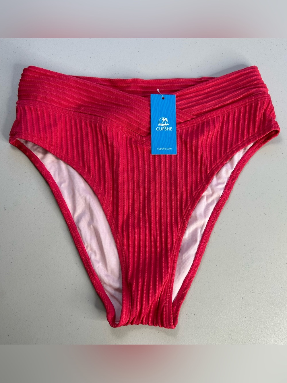 Cupshe Bikini Bottom Medium Pink/Red Ribbed New